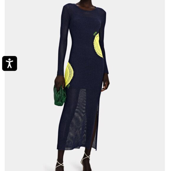 Staud Navy with Lemons Tulipano Dress with slip - Picture 1 of 11